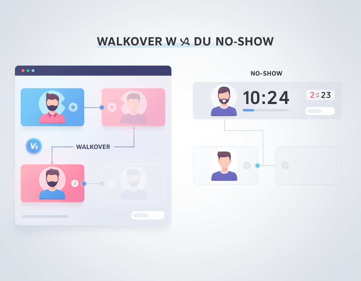 Ilustrasi aturan walkover dan no show untuk turnamen game online bam4d